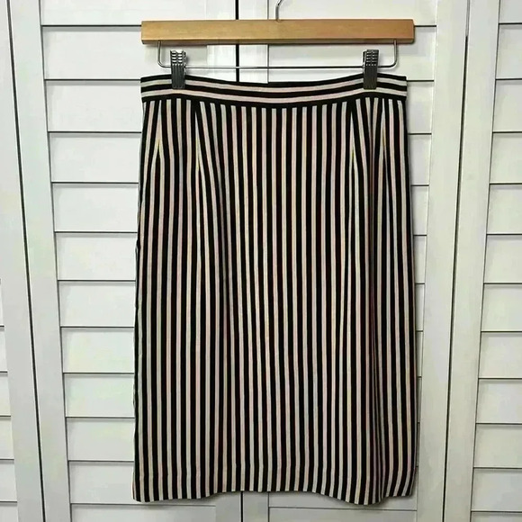 Salvatore Ferragamo Striped Pencil Skirt Size 8 Black & Beige - Picture 1 of 10